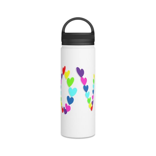 Discover Love/ heart themed Stainless Steel Water Bottle, Handle Lid