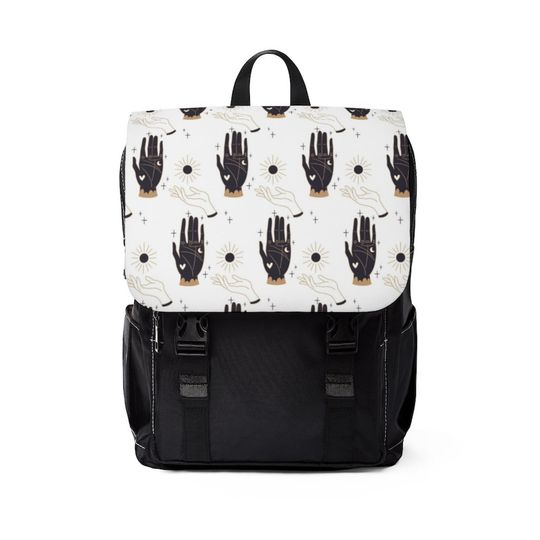 Discover White Esoteric Hand Goth Occult Dark Art Metal Gothic Pagan Unisex Casual Shoulder Backpack