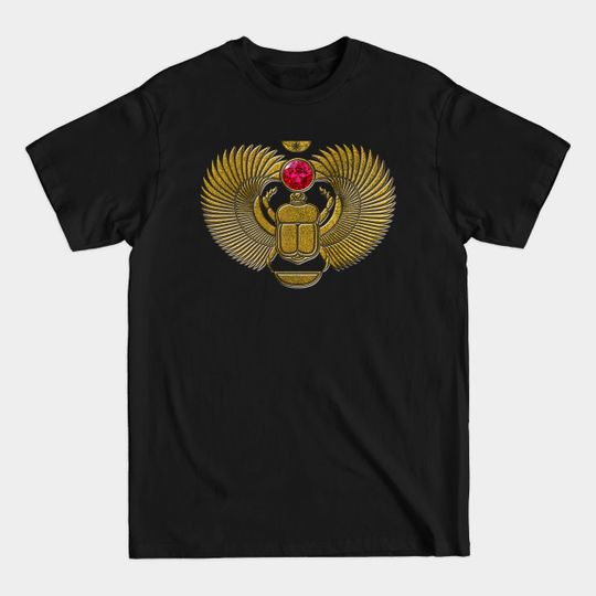 Discover Egyptian Scarab Beetle Gold and Ruby Stone - Scarab Beetle - T-Shirt