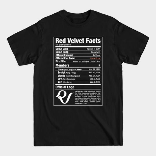 Discover Red Velvet Nutritional Facts - Red Velvet - T-Shirt