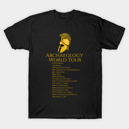 Discover Archaeology World Tour Funny Archaeologist History Buff Gift - Archaeology - T-Shirt