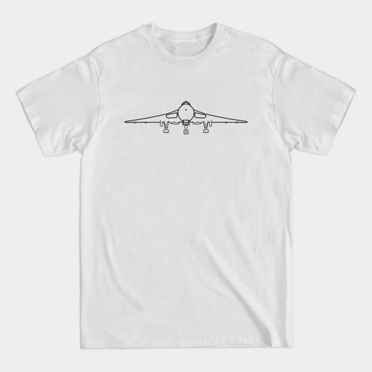 Discover Avro Vulcan classic bomber aircraft wheels down outline graphic (black) - Vulcan - T-Shirt