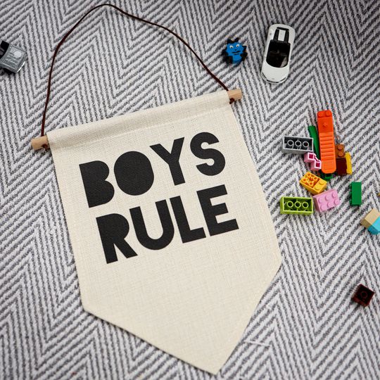 Discover BOYS RULE Linen Hanging Pennant