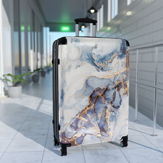 Discover Blue Marble Pattern Suitcases