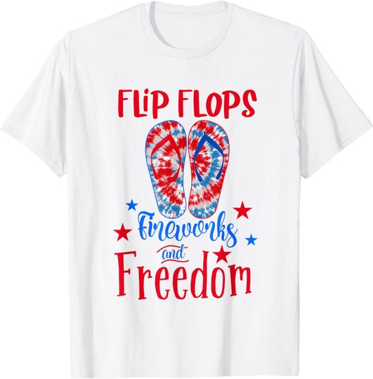 Discover Flip Flops Fireworks Freedom 4th of July T-Shirt