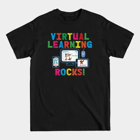 Discover Virtual Learning Rocks Cat Penguin Owl On Devices - Virtual Learning - T-Shirt