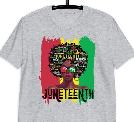 Discover Juneteenth 2022 Shirt for Black Women with Afro Hair and Sunglasses