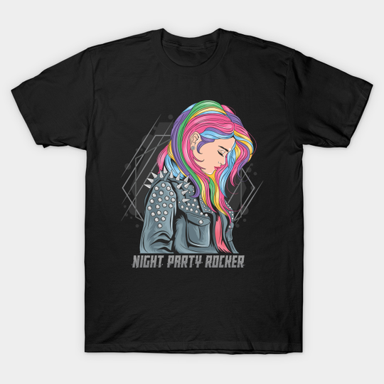 Discover GIRL UNICORN FULL COLOUR HAIR WITH ROCKER JACKET PUNKER STYLE EPS TSHIRT ARTWORK - Girl Unicorn - T-Shirt
