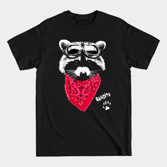 Discover Raccoon Bandito in red scarf and goggles - Raccoon Funny - T-Shirt
