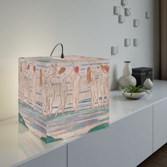 Discover Redhead Women Holding the Sky Light Cube Lamp