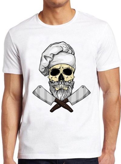 Discover Skull Chef T Shirt Funny Butcher Cooking Saying Grill Gift Vintage Cool Tee