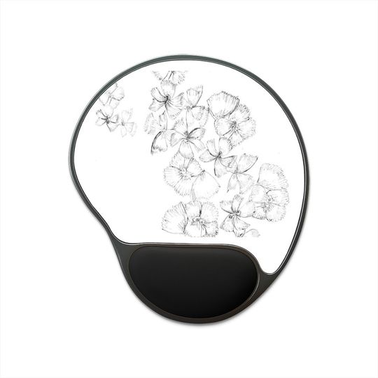 Discover Hand Drawn Floral Design Memory Foam Mouse Pad With Wrist Rest