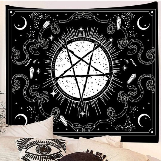 Discover Emvency Pentagram Tapestry Occult Wall Hanging Satan Baphomet Reversed Pentagram Satanic Sign Gothic Style Symbol Circle Devil