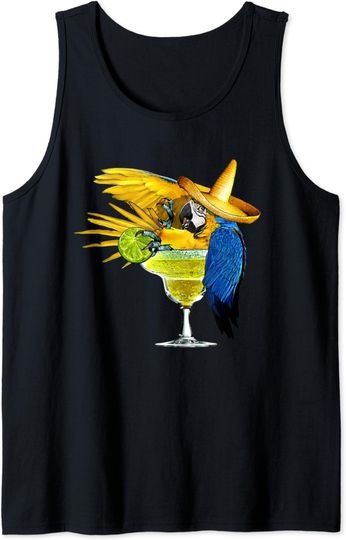 Discover Funny Parrot in Margarita Drinking Glass Tropical Vacation Tank Top