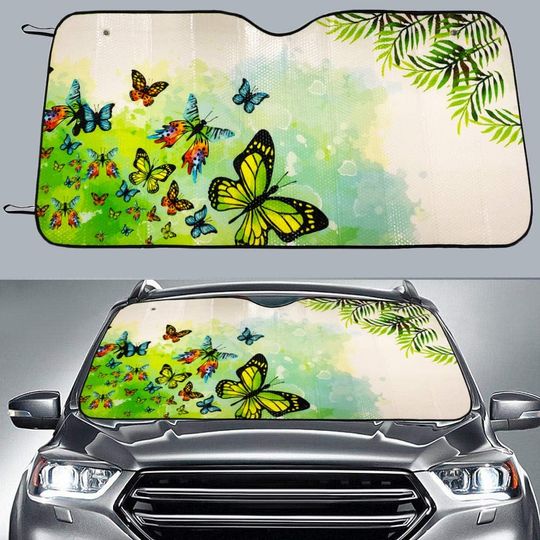 Discover Big Hippo Sun Shade, Windshield Sun Shade Butter-Fly Design