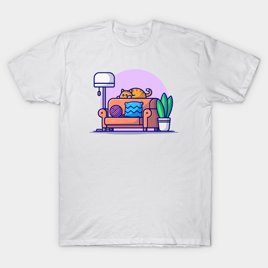 Discover Cute Cat Sleeping On Sofa Cartoon Vector Icon Illustration - Sleep - T-Shirt