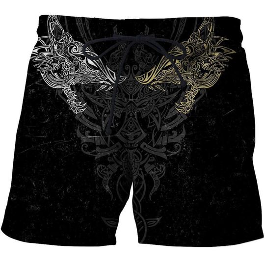 Discover Geki And Freki Viking Wolf II Beach Shorts For Men