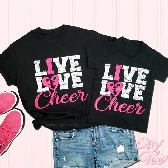 Discover Live Love Cheer Shirt, Cheer mom shirt, Mom and me shirts, Cheerleader
