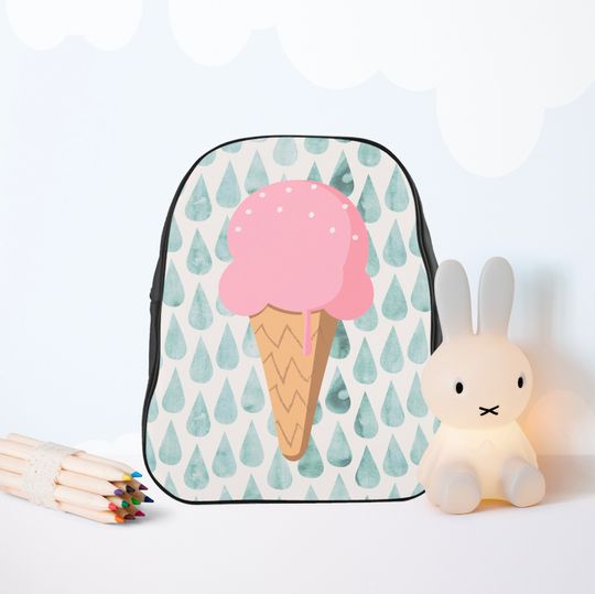 Discover Toddler Backpack, Ice Cream Design Kids Backpack, Green and Pink Kids School Bags
