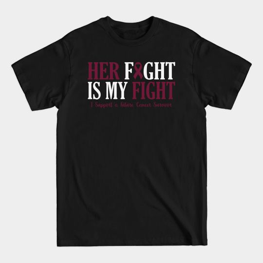 Discover Her Fight Is My Fight I Support Future Cancer Survivor Sickle Cell Awareness Burgundy Ribbon Warrior - Burgundy Ribbon - T-Shirt