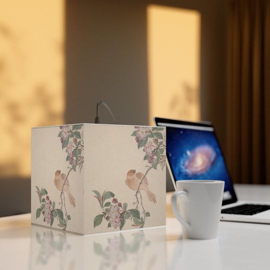 Discover Bird on Blossoming Branch Light Cube Lamp