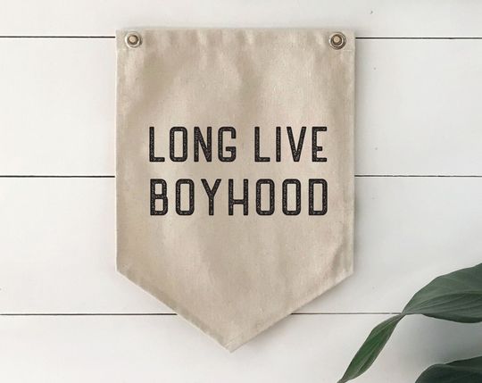 Discover Nursery Wall Decor, Long Live Boyhood Pennant Flag Wall Art Banner, Kids Room Decor