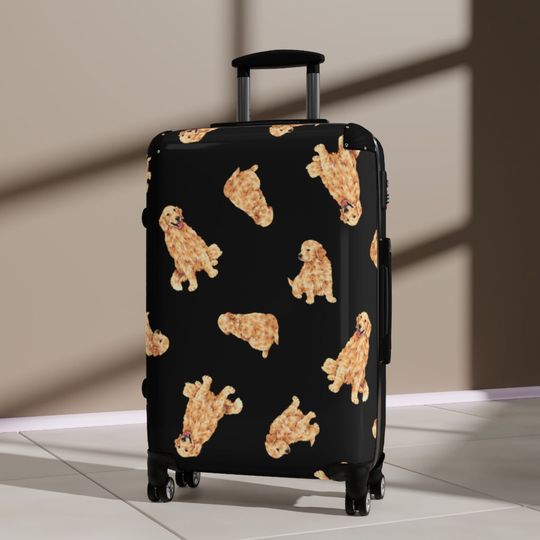 Discover Golden Retriever Black Pattern Suitcases