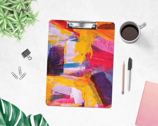 Discover Colorful Strokes Abstract 2-sided Clipboard, Desk Accessory, Cute Workspace, Trendy Workspace, Home Office, Pretty Desk, Boho, Chic, Teacher