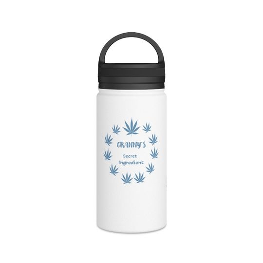 Discover HERB STORAGE, Granny's Secret Ingredient Design, Stainless Steel Water Bottle, Handle Lid