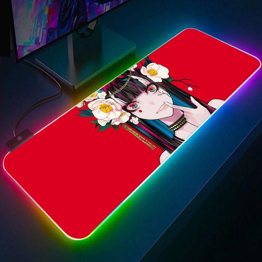 Discover RGB Gaming Mousepad, Anime Girl Mousepad, Cartoon Desk Mat, Japanese Mousepad, Gaming Accessories