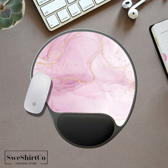 Discover pink watercolor Mouse Pad With Wrist Rest,Work From Home, Gaming Mouse Pad, Unique Mouse Pad, Stylish Office Gift