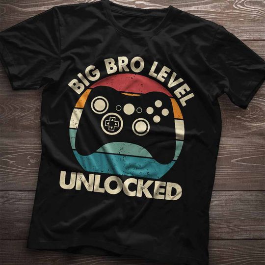 Discover Leveling Up To Big Bro T-Shirt - Unisex Funny Mens Best Brother Ever Shirt - Vintage Brother Announcement TShirt