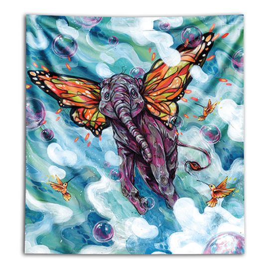 Discover Butterfly Art Tapestry with Elephants