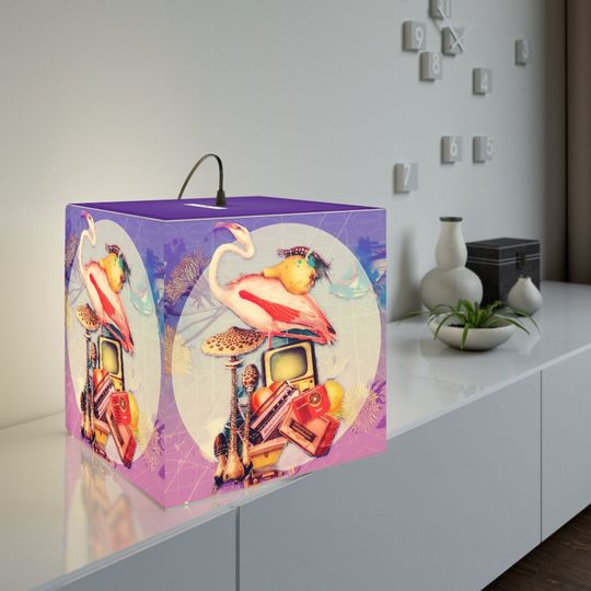 Discover Pink Flamingo Vintage Light Cube Lamp