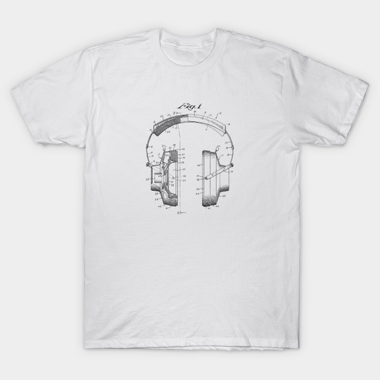 Discover Vintage Headphones Patent Drawing - Headphones - T-Shirt