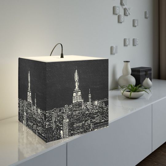 Discover New York Skyview|Skyline Black and White Sketch Stackable Lamp
