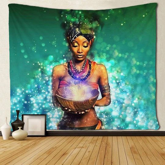 Discover African Woman Wall Tapestry Afrocentric Decor Black Girl Wall Hanging
