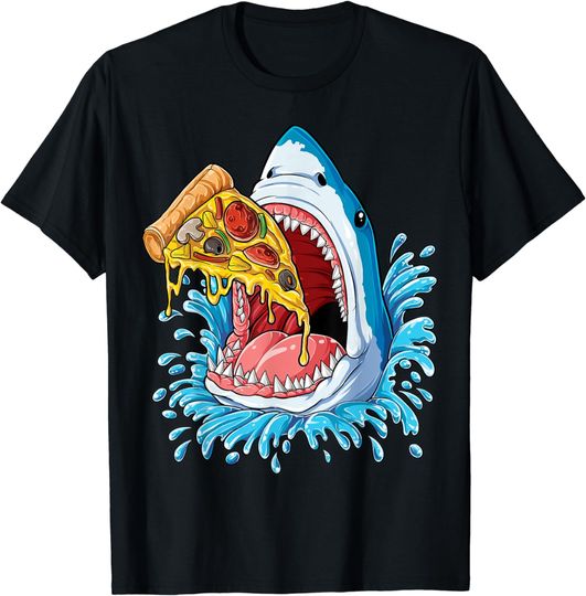 Discover Pizza Eating Shark T shirt Kids Boys Food Lovers Jawsome Tee T-Shirt
