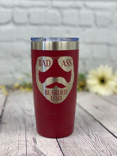 Discover Badass Bearded Dad Tumbler Coffee Mug, Funny Tumbler, Custom Tumbler, Gift for Friends