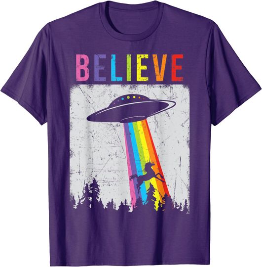 Discover Alien Unicorn UFO Rainbow T-Shirt