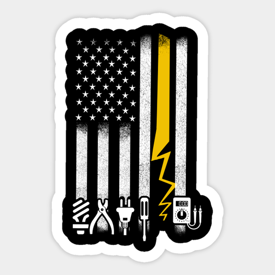 Discover Electrician US Flag Tools for Electricians - Electrician Us Flag - Sticker