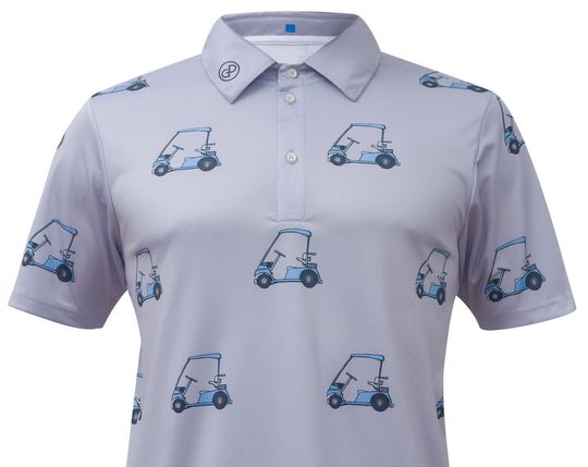 Discover Power Golf Gray Print Polo shirt Cart Logo PGA Men