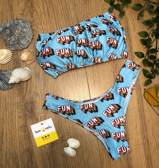 Discover Fun Thong Bikini Women's Strapless Bikini Swimsuit