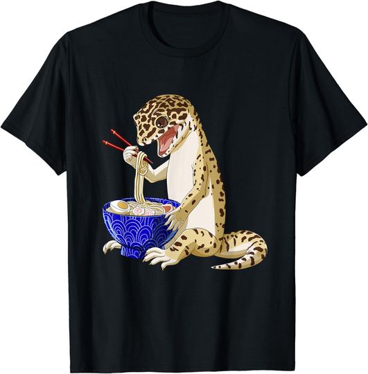 Discover Funny Japanese Kawaii Ramen Reptile Leopard Gecko T-Shirt