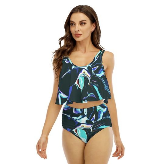 Discover Shards Shatter Women's Ruffled Vest Bikini Swimsuit