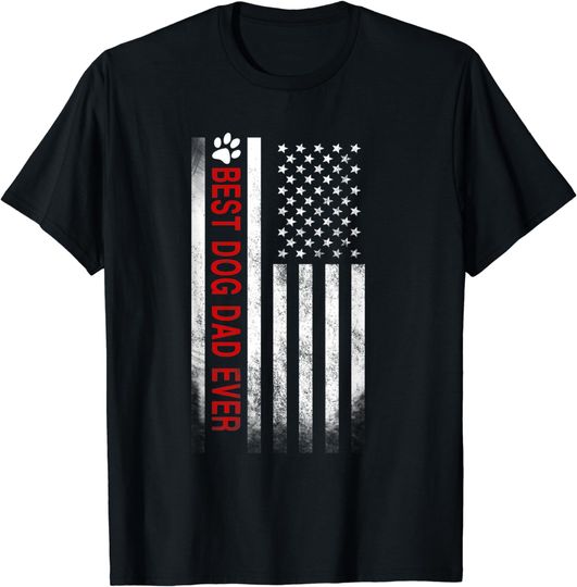 Discover Dog Dad T-Shirt Best Dog Dad Ever American Flag Gift for Best Father