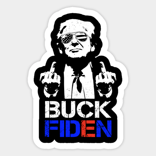 Discover Trump giving middle fingers Buck Fiden - Anti Joe Biden - Sticker