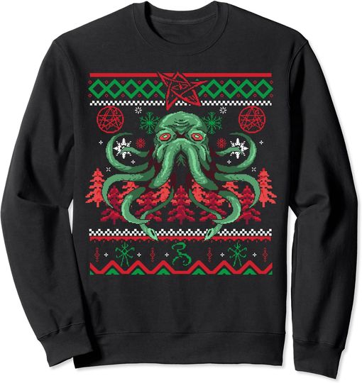 Discover Cute Cthulhu Sweatshirt Festive Cthulhu - Lovecraftian Holiday