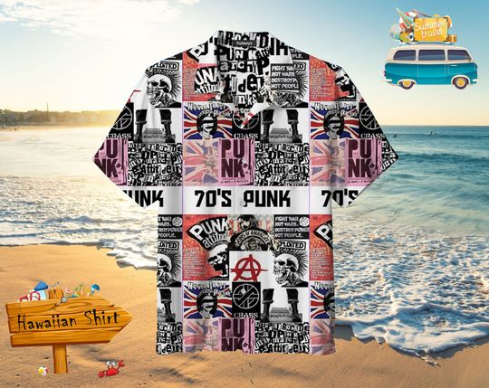 Discover Rock Hawaiian Shirt, 70s Punk Hawaiian Shirts,Rock Band Hawaian Shirt