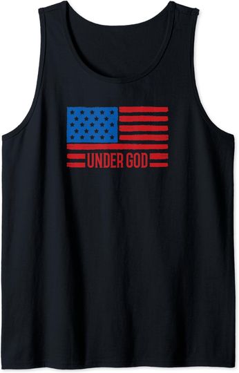 Discover American Flag USA Patriotic 4th of July One Nation Under God Tank Top